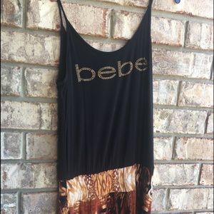 Bebe print hi Lo spaghetti strap dress S/P
